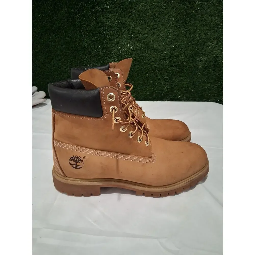 Timberland 6 Inch Premium Waterproof Boots Wheat Nubuck 10061 Men's Size 9.5 M